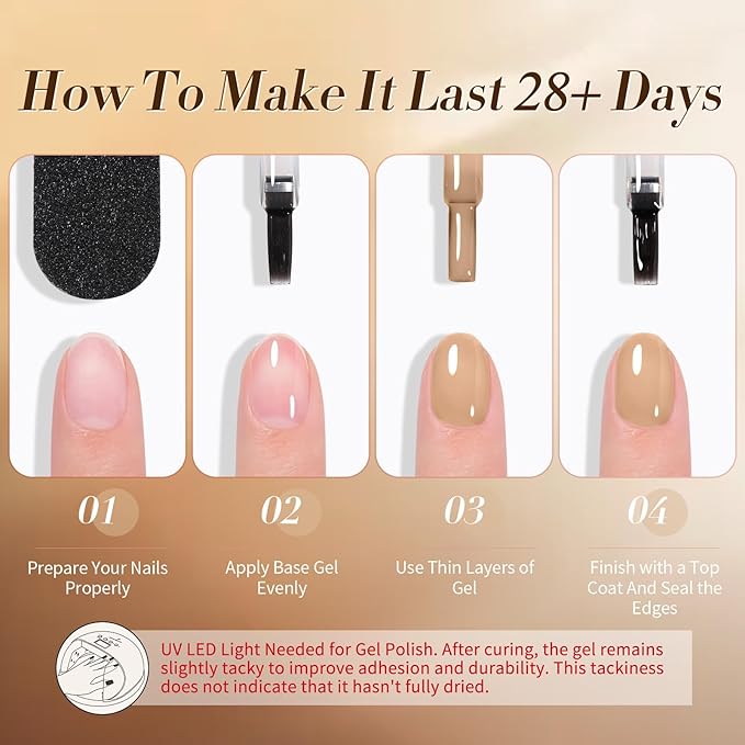 Born Pretty Jelly Gel Nail Polish Fall Winter Brown Chocolate Nude Skin Tone Milky White Gel Polish Neutral Beige Khaki Gel Polish Kit Nail Art Kit for Salon Manicure and DIY at Home 6PCS 7ML