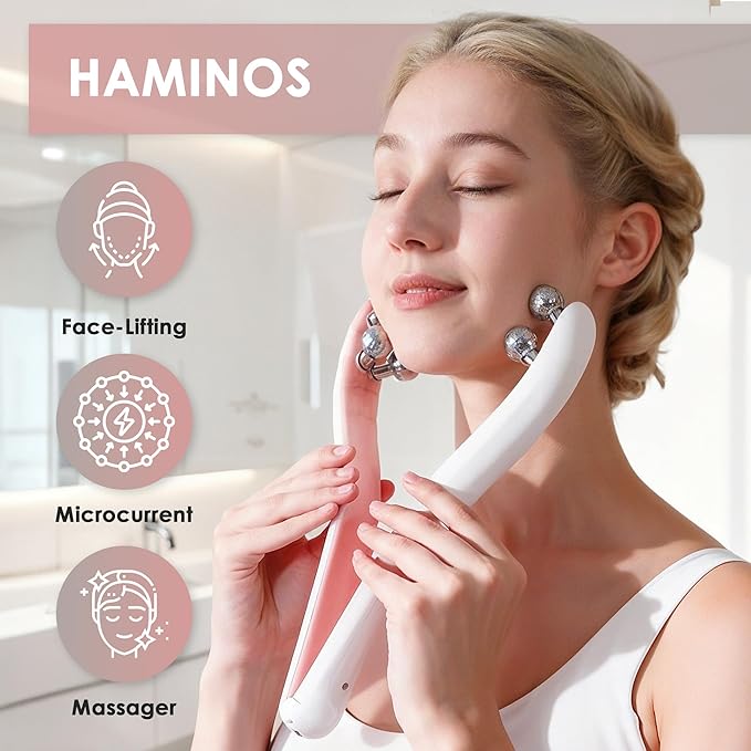 Microcurrent Facial Massager with 3D Roller, 3 Intensity Levels, USB‑C Rechargeable, Lifting & Toning Tool for Face & Neck, Gentle Contouring & Skincare Absorption