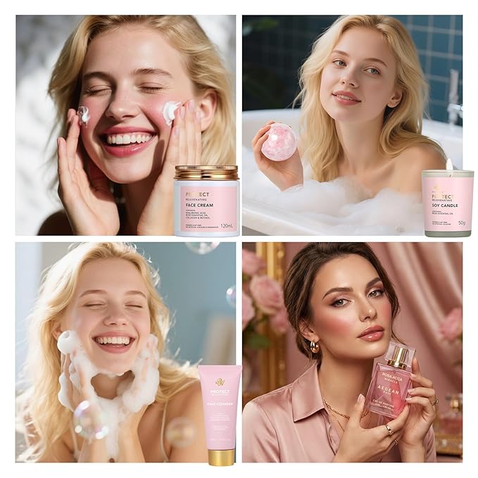 25 Pcs Valentines Day Gifts for Women, Luxury Rose Bath & Body Gift Set, Hydrating Skin Care Kit, Self Care Gifts, Cosmetic Bag, Necklace, Christmas, Birthday, Mothers Day, Anniversary