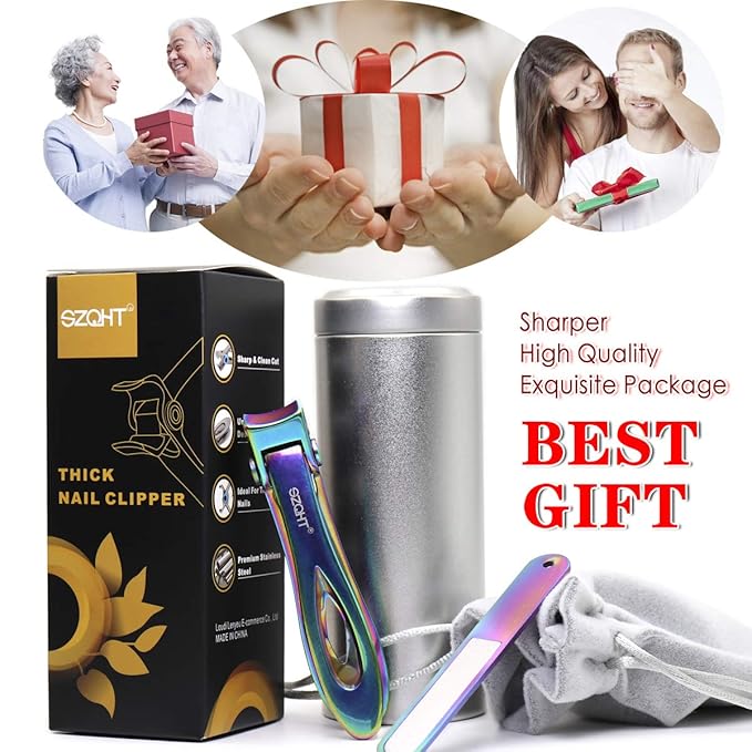 SZQHT Ultra Wide Jaw Opening Toenail Clippers Nail Clippers for Thick Nails Cutter for Ingrown Manicure Set,Pedicure Kit,Men & Women (Prismatic)