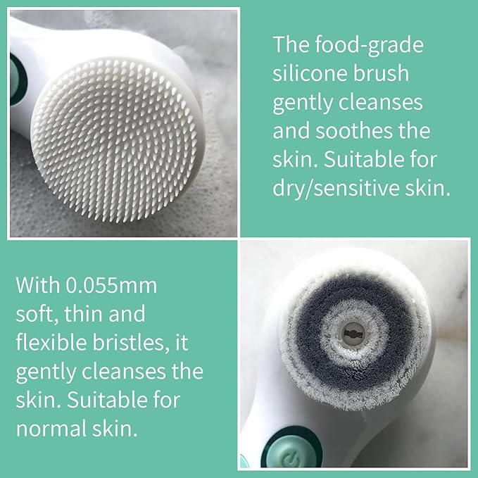 Advanced Facial Cleansing Brush, 2-in-1 Exfoliator Tool, Face Scrubber, Pore Cleaning Brush, Skin Care Device, Face Wash Brush, Facial Exfoliating Brush, Face Brush for Women and Men