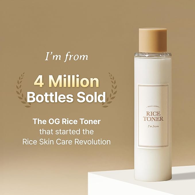 I'm from Rice Toner, Milky Toner for Glowing Skin, Korean Rice, Glow Essence with Niacinamide, Hydrating for Dry, Dull, Combination Skin, Vegan, Fragrance Free, Glass Skin 5.07 Fl Oz