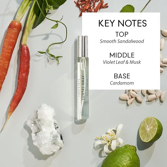 Lake & Skye Santal Gray Eau de Parfum, Long Lasting Fragrance, 0.5 fl oz (15 ml) - Woody Scent