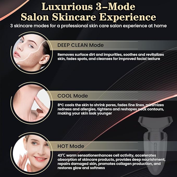 Face Massager, Red Light Therapy for Face and Neck, 3-in-1 Facial Massager Tool, Face Lift Device with Cold & Hot Vibration Technology, Portable Facial Massager for Wrinkles Skin Care, Firming