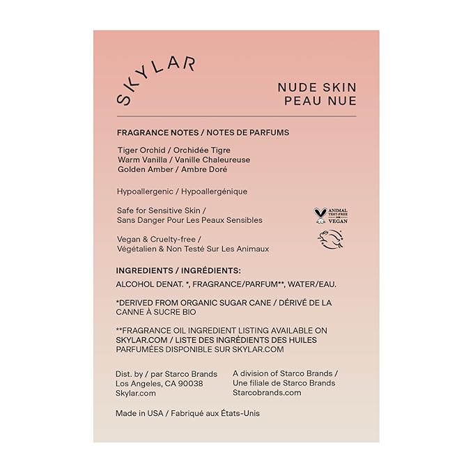 Skylar Nude Skin Eau de Parfum - Hypoallergenic & Clean Perfume for Women & Men, Vegan & Safe for Sensitive Skin, Notes of Pineapple, Vanilla, Coconut- 50mL /1.7 Fl oz