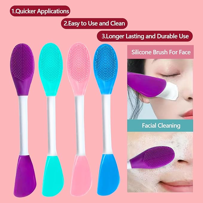 10PCS Silicone Face Scrubber, 4pcs Lip Scrub Brush, 4pcs Silicone Cleansing Brush Exfoliating Lip Brushes, 2pcs Exfoliating Face Brushes for Men Women