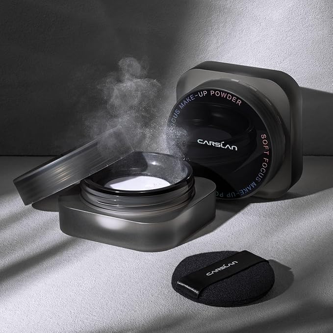 CARSLAN 1.0 Soft Focus Loose Setting Powder, Waterproof, Matte, Oil Control, Shine Free, Talc-Free Face Powder Makeup, 24H Longwear Finishing Powder, 01 Blue Purple