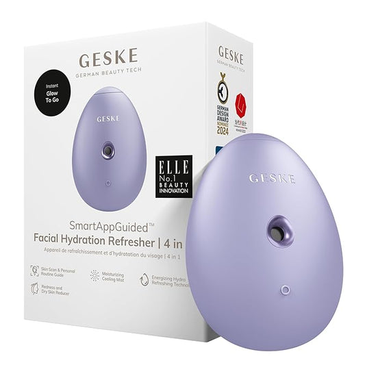 GESKE SmartAppGuided™ Facial Hydration Refresher | 4 in 1 | Water Atomizer | Moisturizing Spray Machine | Face Mister | Humidifier for Natural Glow | Reduce Redness & Dry Skin