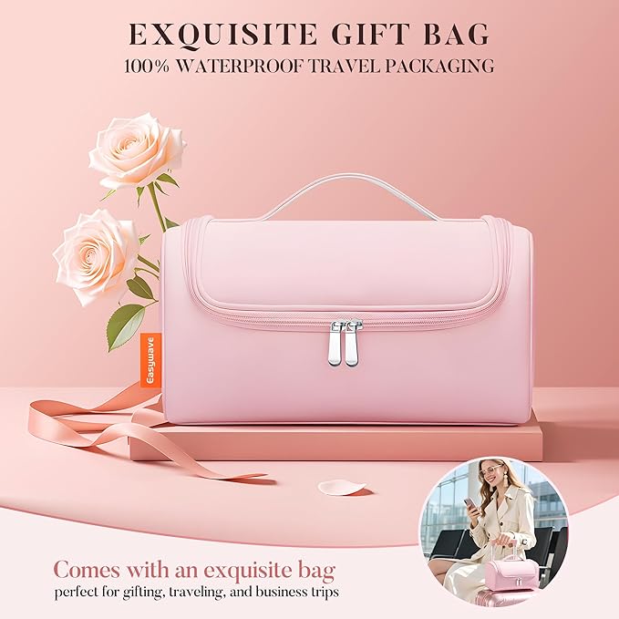 Easywave 7 in 1 Hair Dryer Brush: 110,000 RPM High-Speed Blow Dryer with Negative Ions for Frizz-Free Styling Fast Drying Auto Curling Volumizing Straightening, Hot Air Brush with Travel Bag