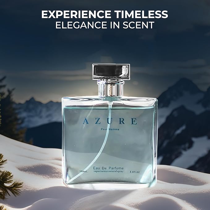 2PCS Valentine Milano/Azure Pour Homme Eau De Toilette for Men-Fresh,Romantic Scent Perfume for Men 3.4 Fl Oz Each Mens Cologne For All Skin Daily Used
