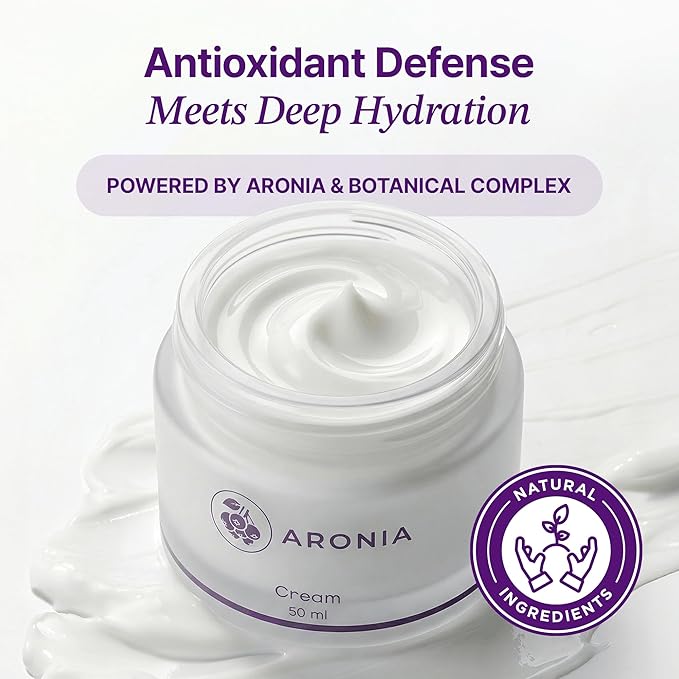 Aronia Extract Day Night Cream for Face Neck with Antioxidant Formula, Hydrating Moisturizer, Brightening 1.76 oz