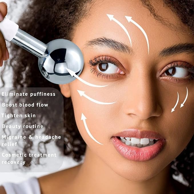 Ice Roller for Face Ice Globes Eye Massager Facial Roller Tools Stainless Steel Cryo Globes Long-Lasting Cold Therapy for Eyes, Hot Flashes, Body Skin Care for Puffiness, Wrinkles