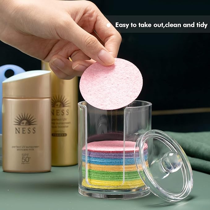 50 Pcs Compressed Facial Sponges Facial Makeup Natural Cosmetic Spa Sponges for Women Cleansing, Exfoliating Mask, Makeup Removal, Dead Skin, and Dirt, Travel Essentials(Multi-Color)