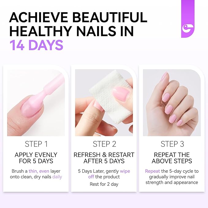Gelike EC Nail Growth Treatment: Milky Pink 15ml Natural Nail Strengthener for Weak and Damaged Nails - Protein Nail Hardener for Home Salon Outdoor