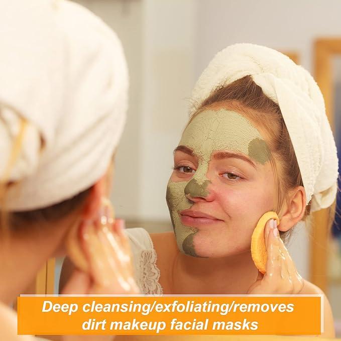 50 Pcs Compressed Facial Sponges Facial Makeup Natural Cosmetic Spa Sponges for Women Cleansing, Exfoliating Mask, Makeup Removal, Dead Skin, and Dirt, Travel Essentials(Yellow)