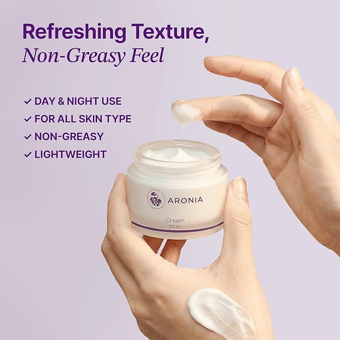 Aronia Extract Day Night Cream for Face Neck with Antioxidant Formula, Hydrating Moisturizer, Brightening 1.76 oz