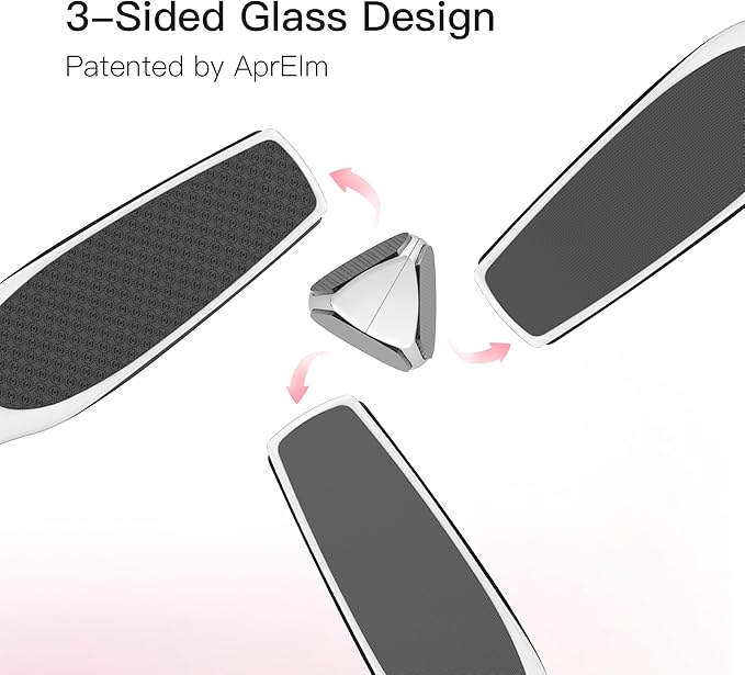 AprElm-H3 Professional 3-Sided Glass Foot Callus Remover, 3-in-1(Coarse, Medium, Fine) Foot File Pedicure Tools for Feet Hard Skin Smooth Polishing (White)