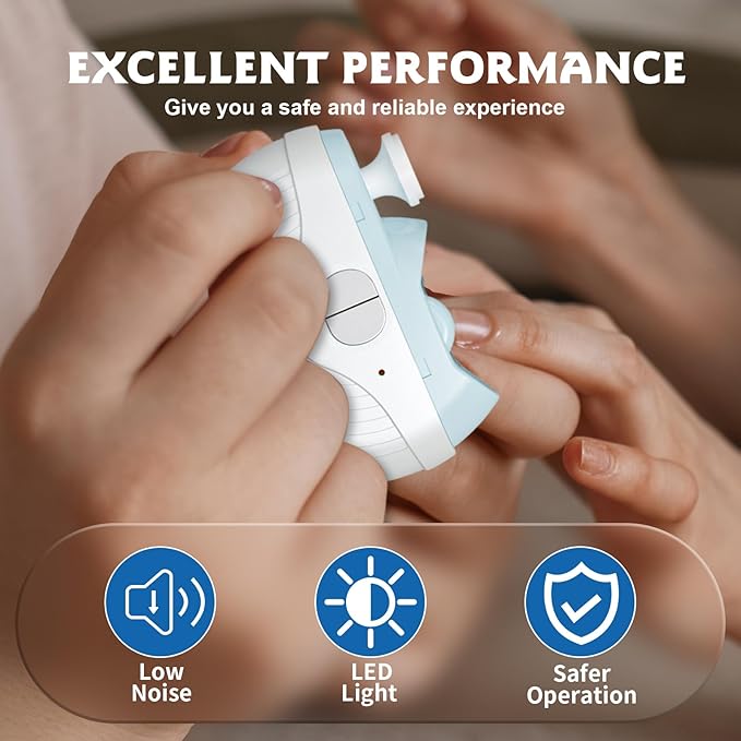 Electric Nail Clippers,3 Speeds Strong Power Automatic Nails Trimmer,2 in 1 Automatic Nail Trimmer with Polisher,Light,Clip Storage,Rechargeable Toenail Clippers for Adults Seniors