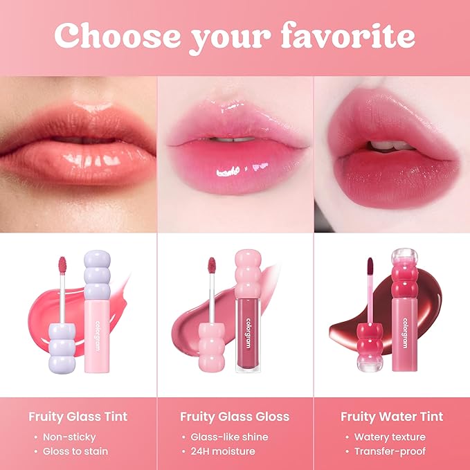 COLORGRAM FRUITY GLASS TINT 11 BUBBLES PINK | Long-Lasting Glossy Lip Tint for Effortless Glow | Radiant, Non-Sticky | Korean Beauty Lip Gloss for Daily Wear