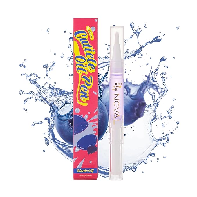 NOVAL Cuticle Oil Pens for Nails – Moisturizing & Fast Absorption, Non-Greasy, Blueberry Scent, 6PCS