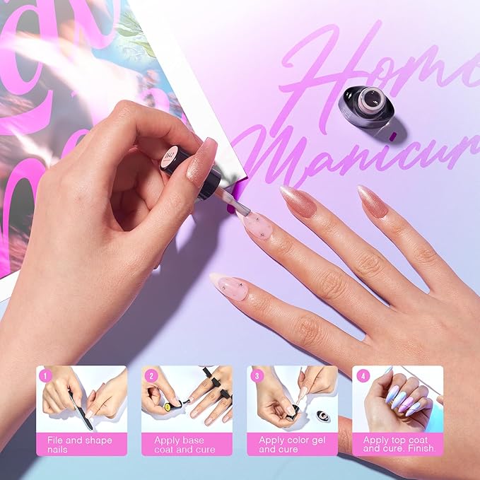 MEFA 12 Colors Gel Nail Polish Set Chameleon Gel Polish Kit with Purple Blue Green Soak Off Nude Brown Heart Glow Collection Manicure Gifts for Women Girl DIY Salon Home