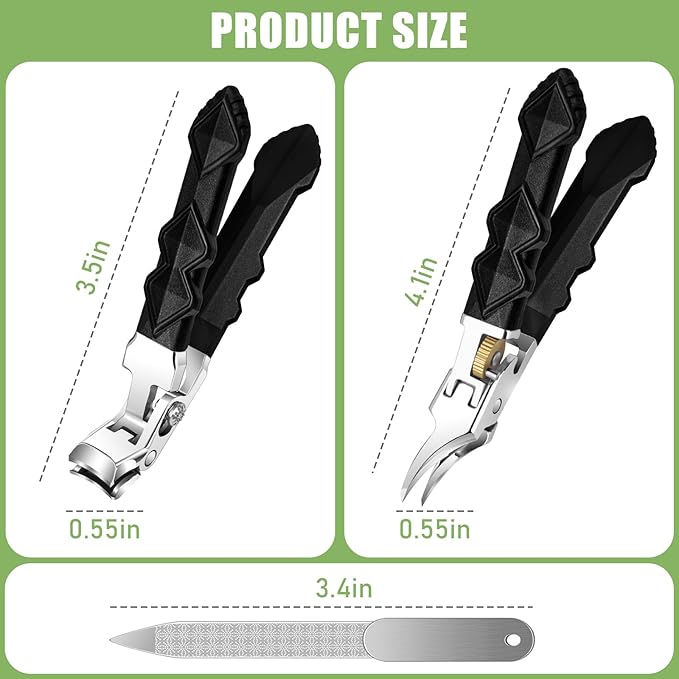 Toenail Clippers for Thick Toenails, Angled Head Large Toe Nail Clippers for Thick Nails for Men, Heavy Duty Slanted Nail Clippers with Wide Jaw, Ingrown Toenail Clippers with Long Handle
