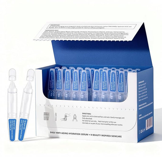 Stem Cell & Salmon DNA PDRN Serum – Microneedling Aftercare Anti-Aging Face Serum with Peptides & Hyaluronic Acid – 1.5 mL × 30 Vials, Korean Skincare Formula