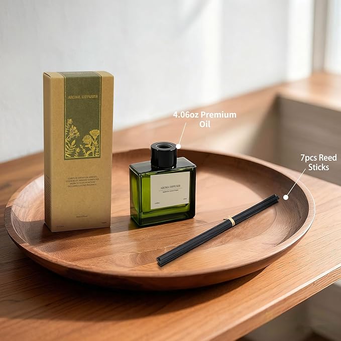 Reed Diffuser, 4 oz Jasmine Lily Scent Diffuser with 7 Sticks, 90 Days Long Lasting Reed diffusers for Home, Elegant Fragrance for Bathroom Bedroom Office Decor, Air Fresh