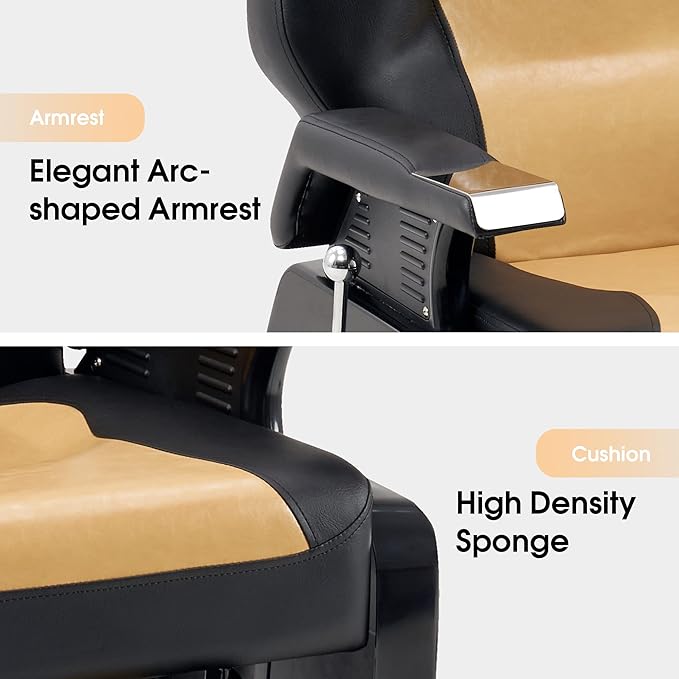 BarberPub Heavy Duty Reclining Barber Chair, All Purpose Hydraulic Salon Chairs for Hair Stylist, Barbershop Salon Tattoo 2688(Yellow&Black)