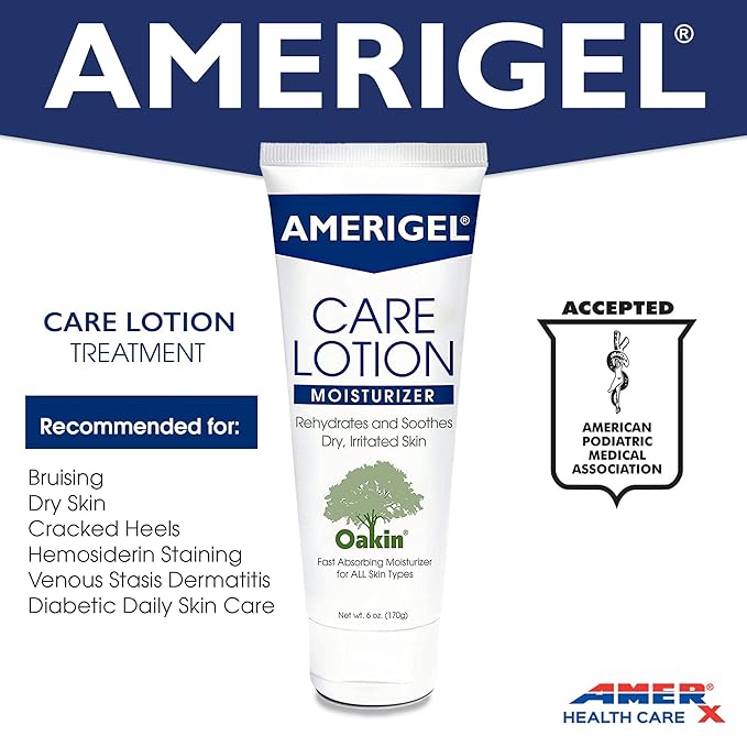 AMERIGEL Total Day & Night Skin Care Bundle - Care Lotion Hypoallergenic Moisturizer & Diabetic Skin Care (6 oz.) - Barrier Lotion Skin Protectant To Protect Chafed Skin (6 oz.)