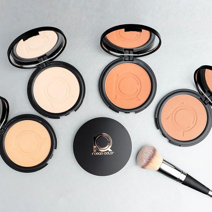 ioly's Beauty pressed powder foundation Compact with powder puff 0.49 OZ Makup fit me powder foundation Makeup full coverage foundation texture powder for men and woman