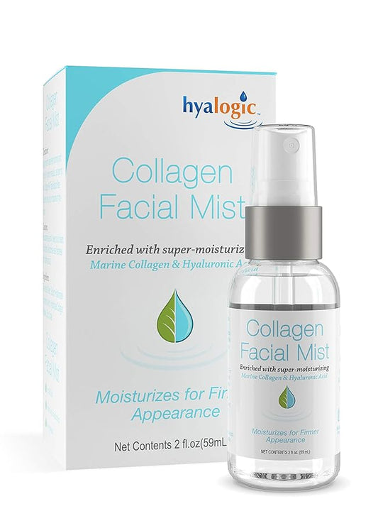 Hyaluronic Acid Collagen Facial Mist—Moisturizer Spray, Non-greasy Hydrating Primer & Makeup Setting Spray – Dye, Fragrance, & Cruelty-Free (2 oz)