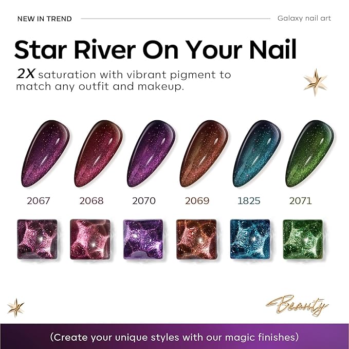 modelones Chameleon Gel Nail Polish Set - 6 Colors Fall Winter Aurora Gel Polish Kit Blue Green Purple Red Brown Glitter Gel Polish Soak Off LED Nail Lamp Gel Nail Kit Home Gift DIY Salon for Women