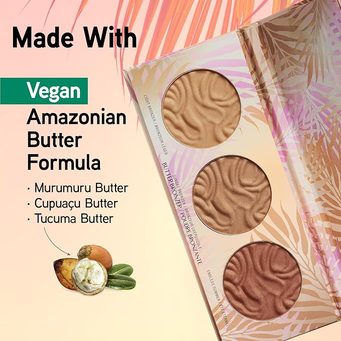 Physicians Formula Murumuru Butter Bronzer Face Makeup Palette Set, Includes Nourishing Butter Bronzer, Highlighter, Blush, Dermatologist Tested, Vegan & Cruelty-Free - Endless Summer Powder