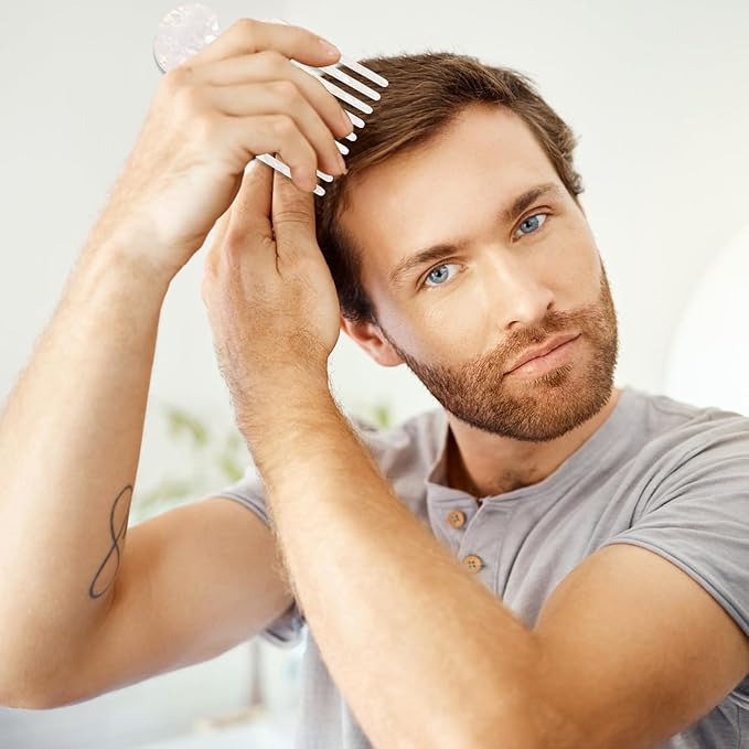 Wide Tooth Hair Pick Comb for Curls, 12cm/4.72in Detangling Lifting Comb Long Tooth Afro Pick Hair Styling Tool for Women Men Barber Supplies (Colorful White)