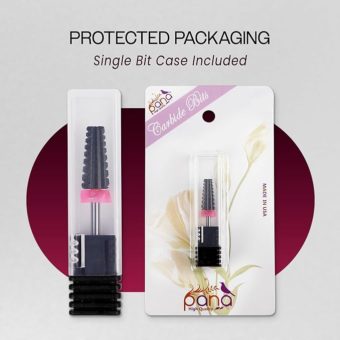 PANA 3/32" Shank 5-in-1 Nail Carbide Bit - (Triple Coarse - 3X Coarse Grit, DLC Black) - Two Way Rotate use for Both Left and Right Handed Fast remove Acrylic or Hard Gel Machine
