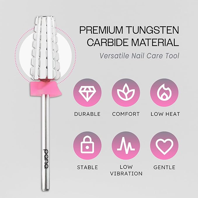 PANA 3/32" Shank 5-in-1 Nail Carbide Bit - (Triple Coarse - 3X Coarse Grit, Silver) - Two Way Rotate use for Both Left and Right Handed Fast remove Acrylic or Hard Gel Machine