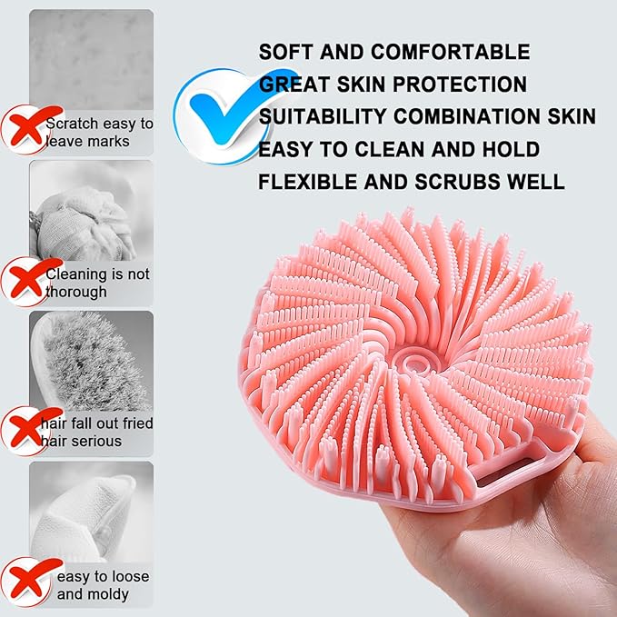Silicone Body Scrubber, Exfoliating Body Scrubber for Sensitive Skin, Non-Slip Shower Scrubber for Body, Silicone Body Brush for Showering, Charcoal, Effective Showering Exfoliation, Gentle Massage