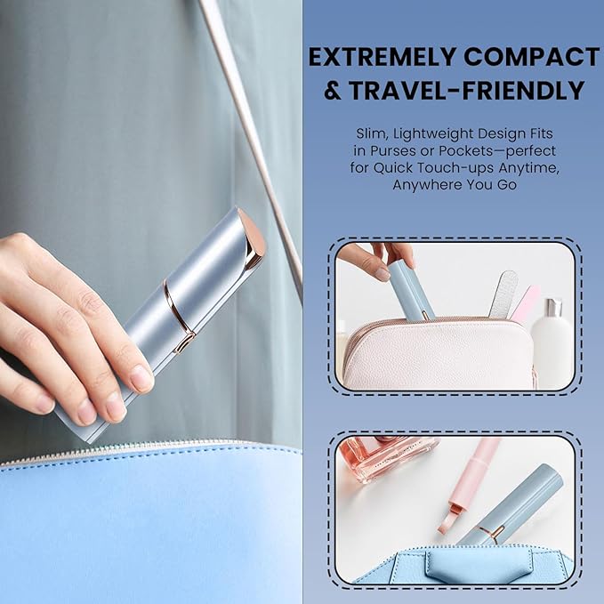 Facial Hair Remover for Women – Electric Face Razor with Light, Hair Removal for Upper Lip, Chin & Cheeks – Color Blue