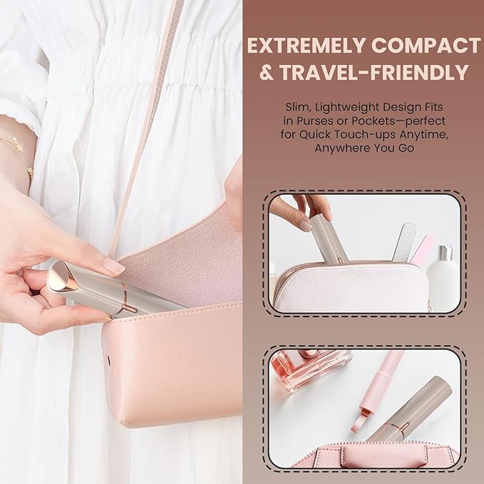 Facial Hair Remover for Women – Electric Face Razor with Light, Hair Removal for Upper Lip, Chin & Cheeks – Color Champagne