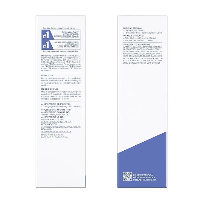 AESTURA ATOBARRIER365 Gentle pH-Balanced Foaming Cleanser with Ceramides | Korean Face Wash for Skin Moisture Barrier Repair, Hydrating Formula, Suitable for Dry Skin, 150ML / 5.07 oz.