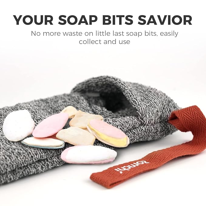 ZOMCHI 2 Pieces Exfoliating Soap Bags, Soap Savers for Bar Soap, Soap Bar Pouch for Deep Exfoliation, Foaming Soap Sock for Shower