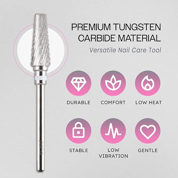 PANA 5-in-1 Pro Upgraded Multi-Function Drill Bit 3/32" Shank Size - (Silver, 2X Coarse to 2X Fine) - Mix Size Tungsten Drill Bit Fast Remove Acrylic Hard Gel Nail for Manicure Pedicure