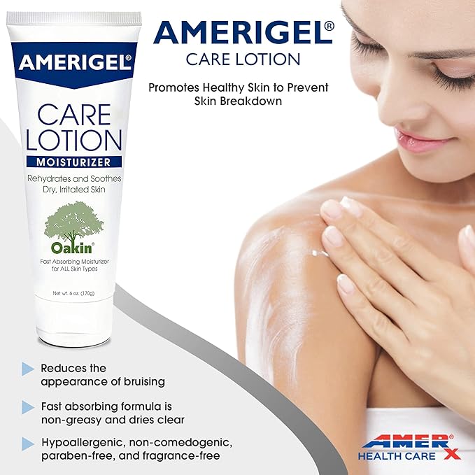 AMERIGEL Total Day & Night Skin Care Bundle - Care Lotion Hypoallergenic Moisturizer & Diabetic Skin Care (6 oz.) - Barrier Lotion Skin Protectant To Protect Chafed Skin (6 oz.)