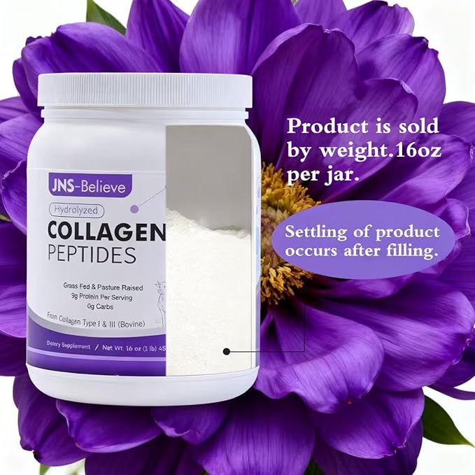 Collagen Peptides Powder for Skin, Hair and Nails, Bovine Hydrolyzed Collagen Peptides for Women and Men, Unflavored Protein Supplements, 16 oz, 45 Servings