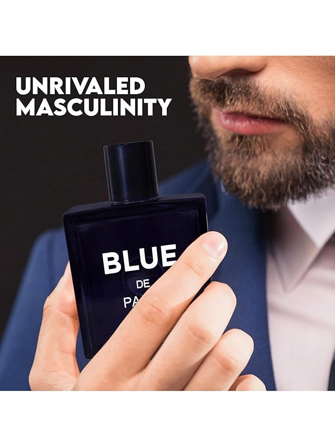 2PCS Valentine Milano/Blue De Paris Eau De Toilette for Men-Fresh,Romantic Scent Perfume for Men 3.4 Fl Oz Each Mens Cologne For All Skin Daily Used