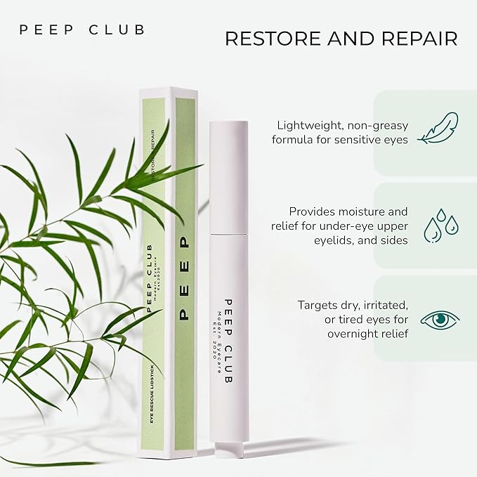 Peep Club Dark Circle Lidstick – Dark Circles, Eye Puffiness, Overnight Eye Balm Stick, Hydrating, Soothing, Oat Ceramides, Evening Primrose Oil, Vitamin C, Manuka Oil, Sensitive Eyes, Travel-Friendly