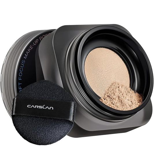 CARSLAN Soft Focus Loose Setting Powder, Waterproof, Matte, Oil Control, Shine Free, Talc-Free Face Powder Makeup, 24H Longwear Finishing Powder, N01 Natural for Medium & Tan