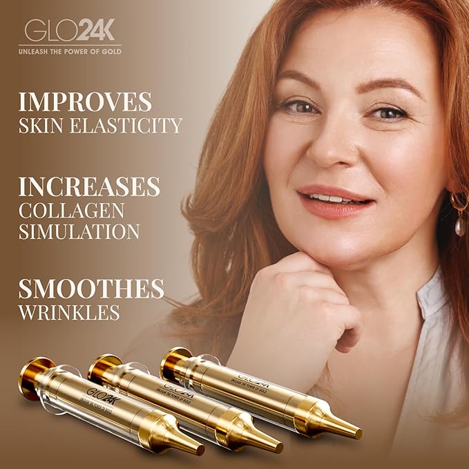 GLO24K Instant Facelift Cream with 24k Gold, Hyaluronic Acid, Peptides, and Vitamins. Value Pack of 2. A powerful non-invasive alternative to injections.