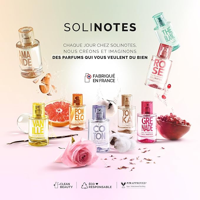 Solinotes Jasmine Flower Perfume for Women & Men, 1.7 Fl Oz/ 50 ML Eau De Parfum, Delicate Floral and Soothing Scent with Premium Ingredients - Clean Perfume, Cruelty Free, Vegan, Made in France